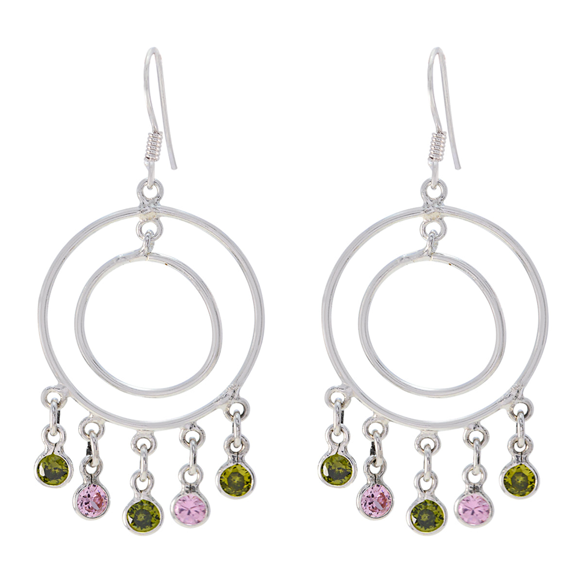 Multi-Italian-Inès-multiple-Dangle-multicolor-92.5-Silver-Earring