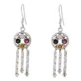 Multi-Latin-American-Ivy-multiple-Dangle-multicolor-Silver-Earring