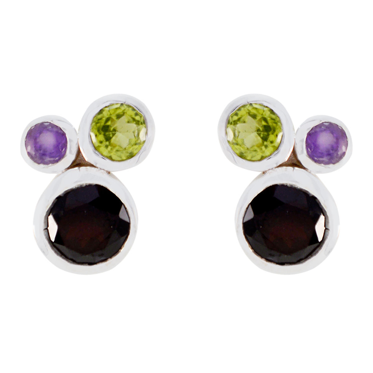 Multi-German-Haruka-multiple-Stud-multicolor-925-Silver-Earring