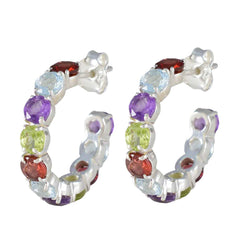 Multi-Egyptian-Ivana-multiple-Stud-multicolor-Silver-Earring