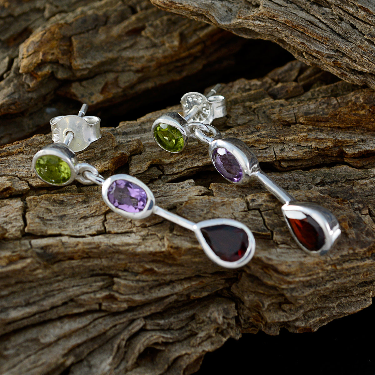 Multi-Australian-Laura-multiple-Stud-multicolor-Silver-Earring