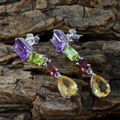 Multi-American-Rina-Multiple-Stud-Multicolor-Silber-Ohrring