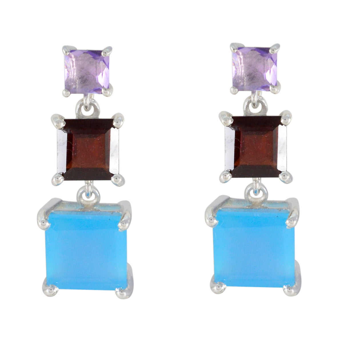 Multi-Egyptian-Ling-Trilogy-Stud-multicolor-Silver-Earring