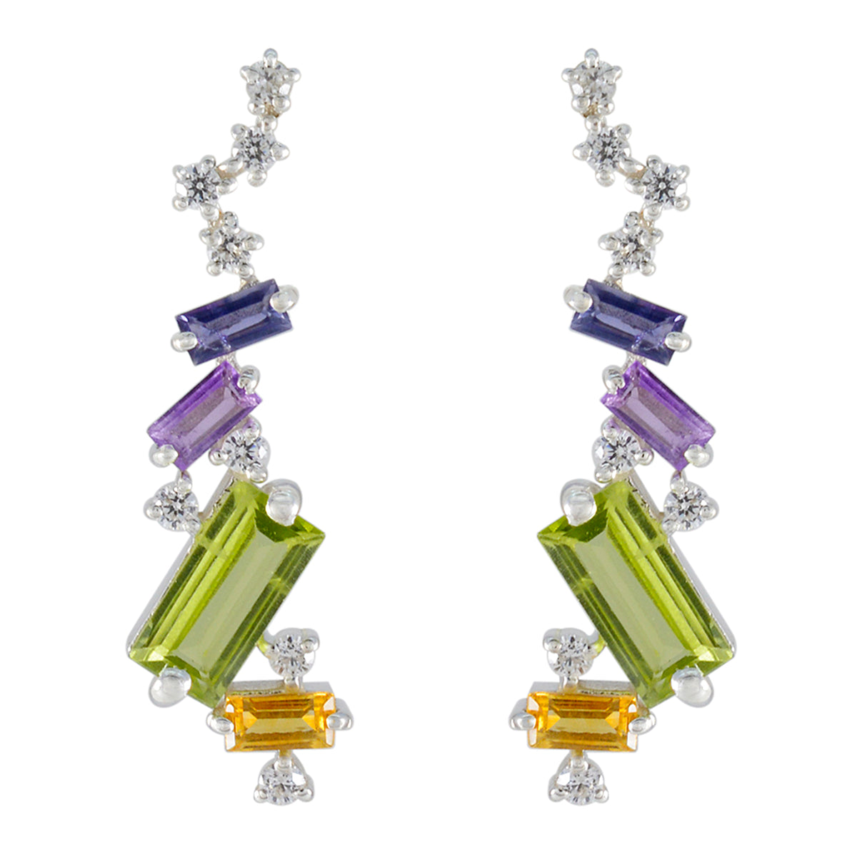 Multi-Turkish-Ángeles-multiple-Stud-multicolor-Silver-Earring