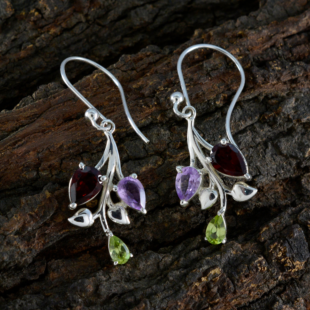 Multi-Spanish-Carla-Trilogy-Dangle-multicolor-Silver-Earring