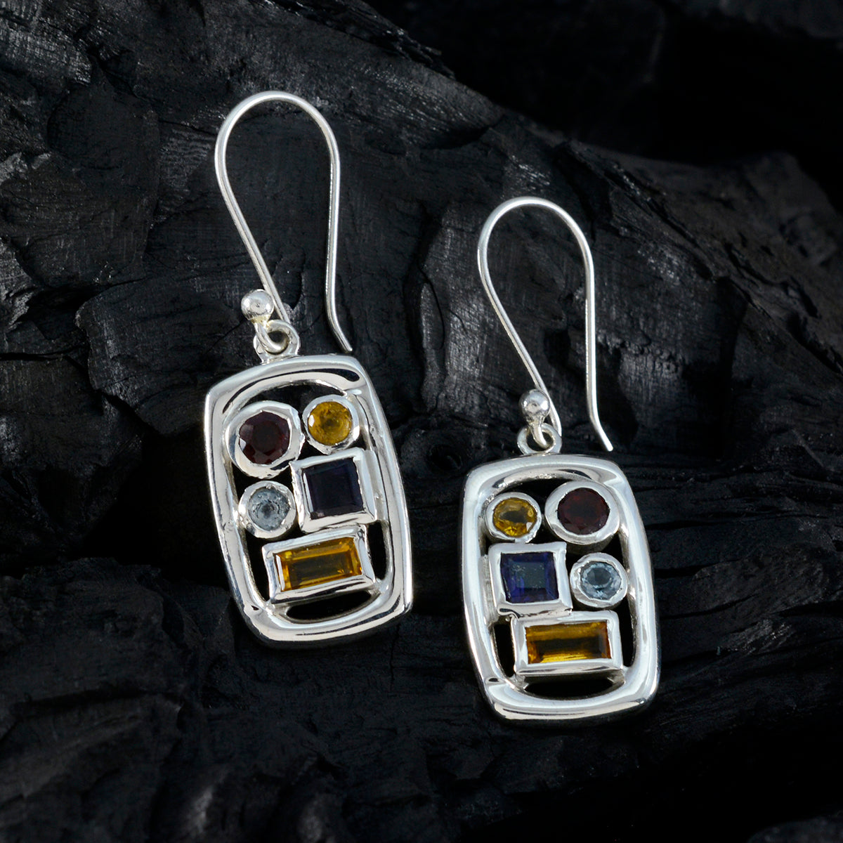 Multi-German-Clara-Penta-Dangle-multicolor-92.5-Silver-Earring