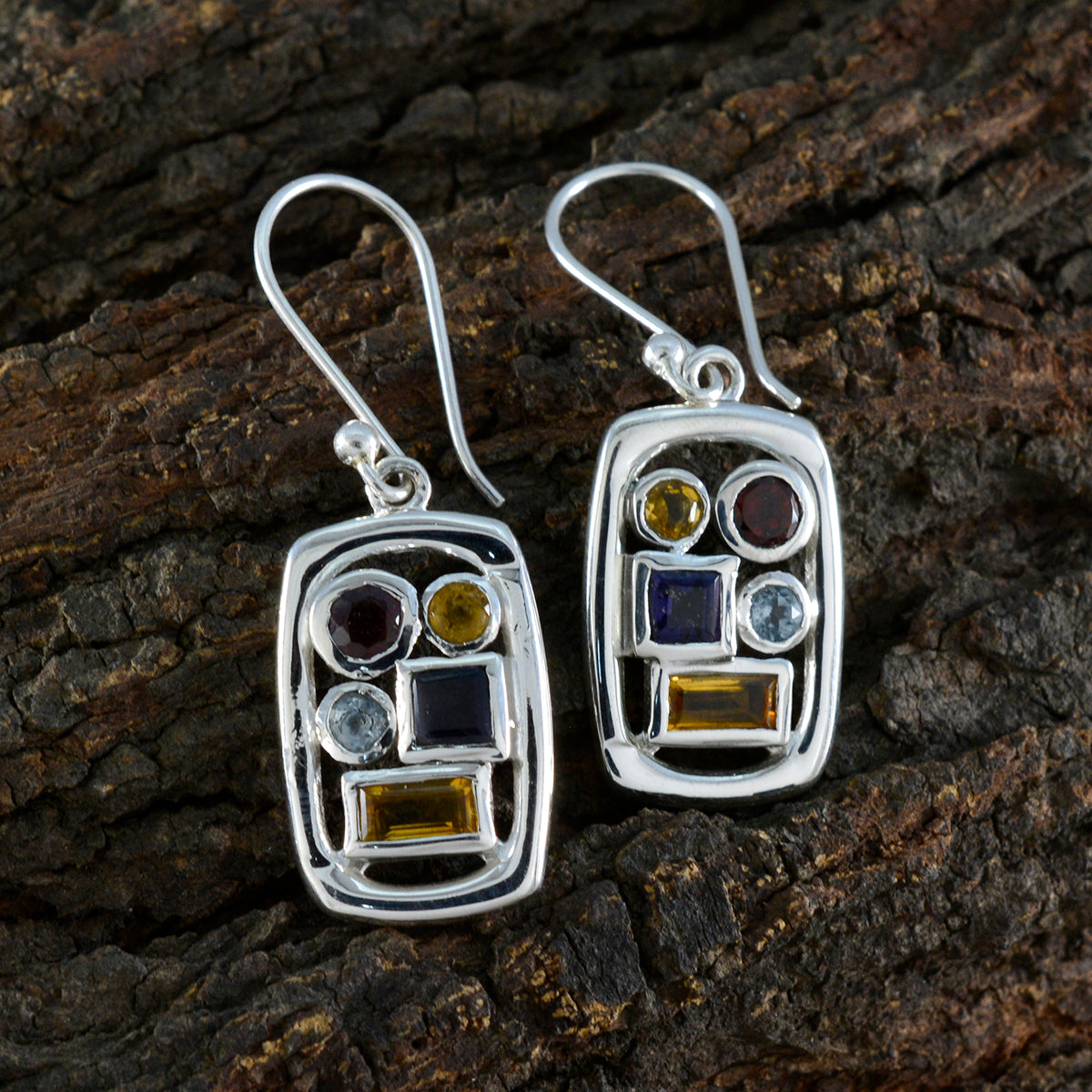 Multi-German-Clara-Penta-Dangle-multicolor-92.5-Silver-Earring