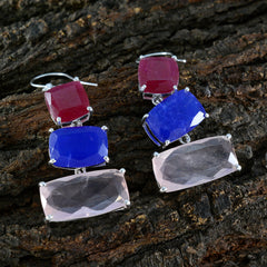 Multi-African-Lucia-Trilogy-Dangle-multicolor-Silver-Earring