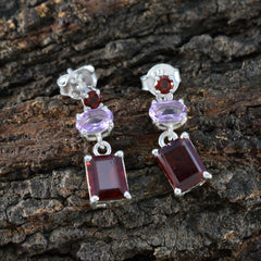 Multi-Korean-Abigail-Trilogy-Stud-multicolor-Silver-Earring