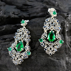 Multi-Indian-Araya-Multiple-Stud-Multicolor-Silber-Ohrring