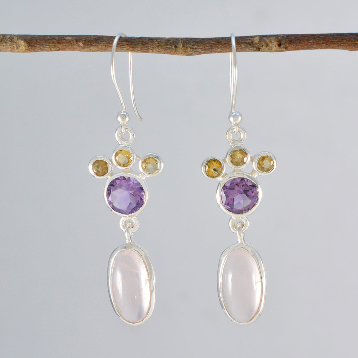 Multi-Middle-Eastern-Lucia-multiple-Dangle-multicolor-925-Silver-Earring