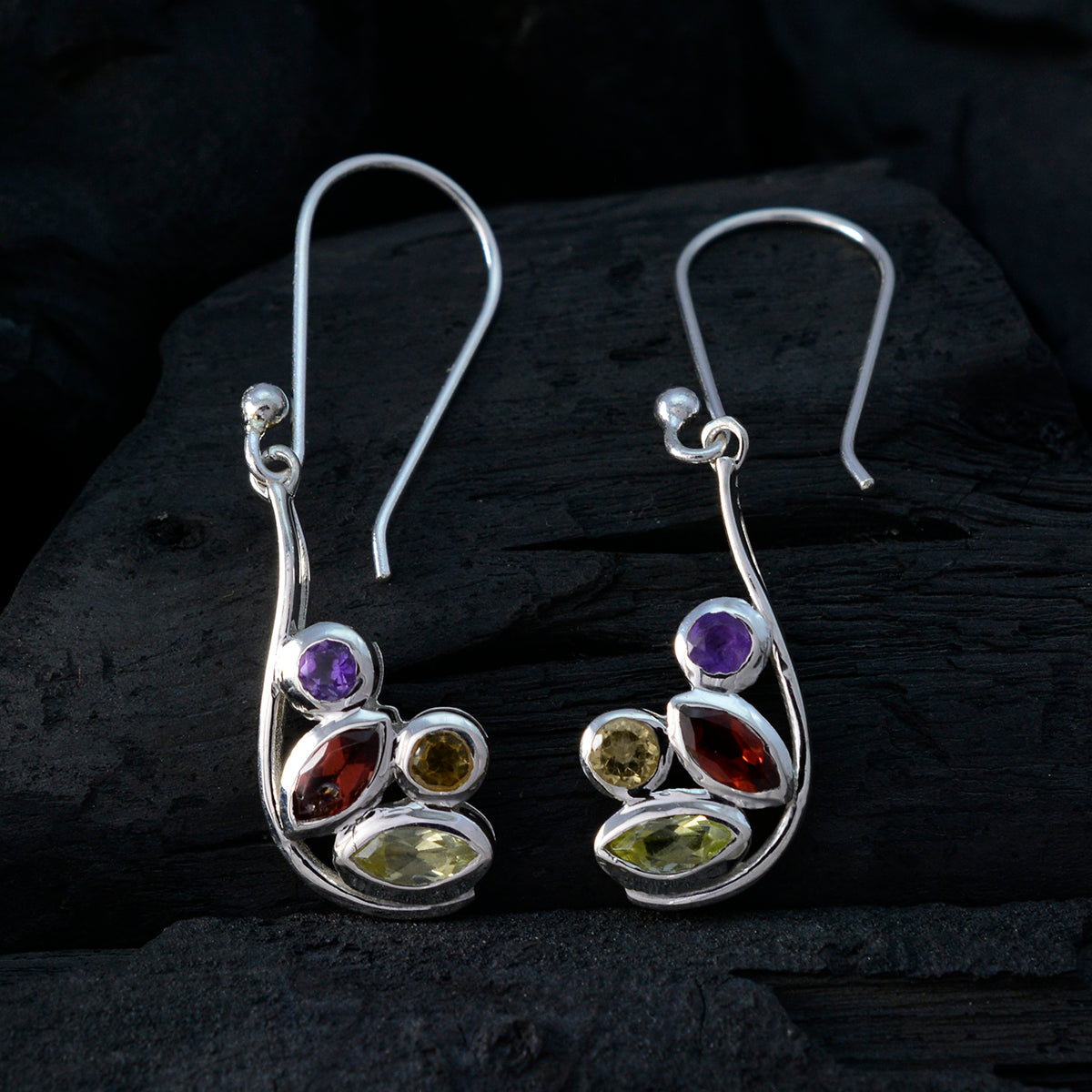 Multi-Turkish-Valentina-quarter-Dangle-multicolor-925-Silver-Earring