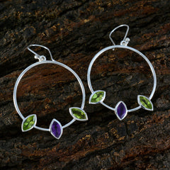 Multi-Turkish-Luna-Trilogy-Dangle-multicolor-Sterling-Silver-Earring