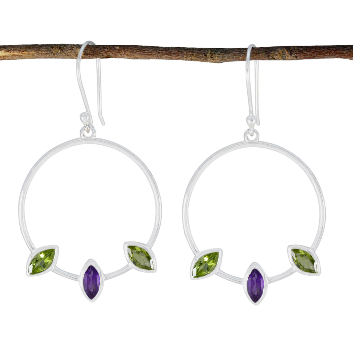 Multi-Turkish-Luna-Trilogy-Dangle-multicolor-Sterling-Silver-Earring