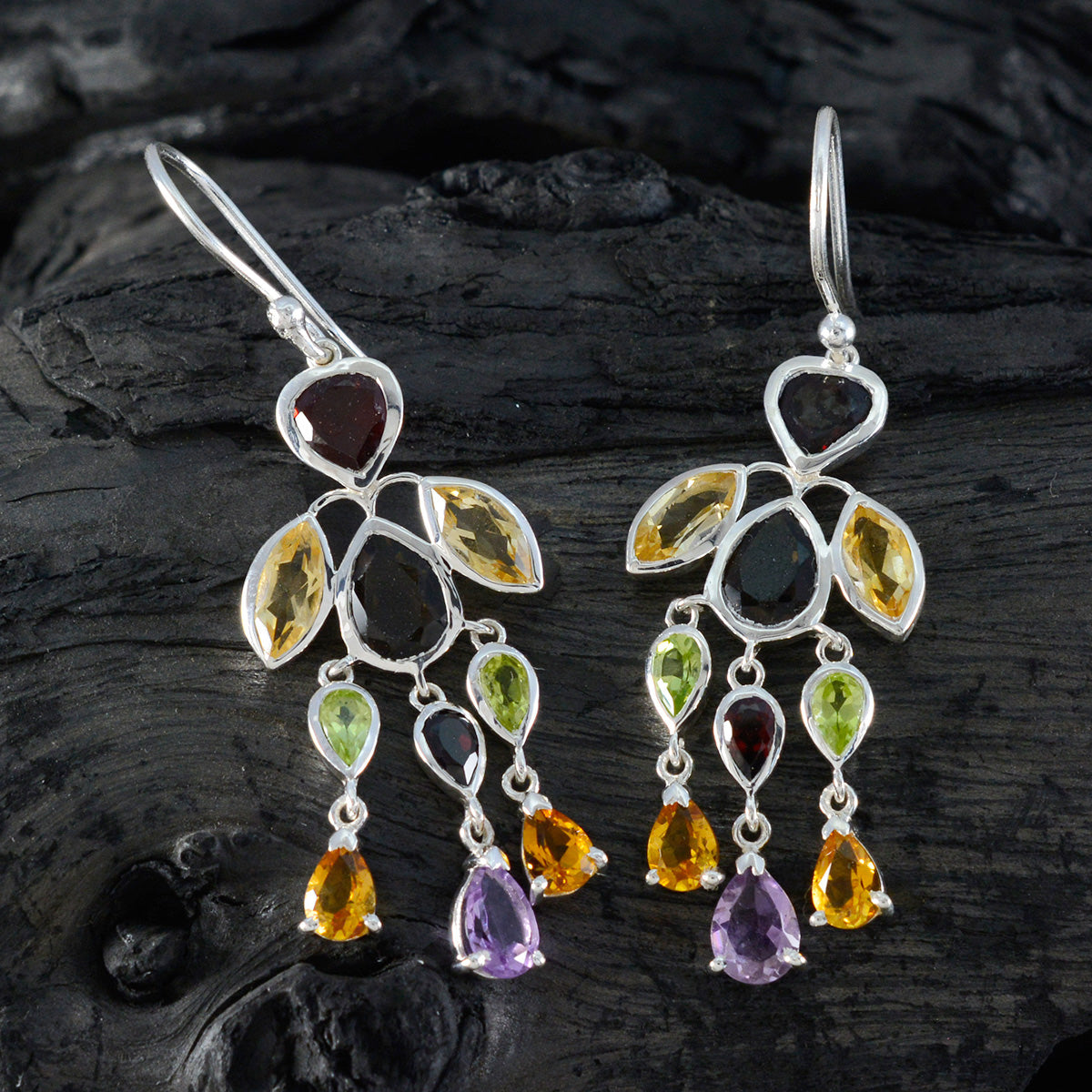 Multi-Italian-Alejandra-multiple-Dangle-multicolor-Sterling-Silver-Earring