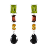 Multi-French-Patricia-quarter-Stud-multicolor-Silver-Earring