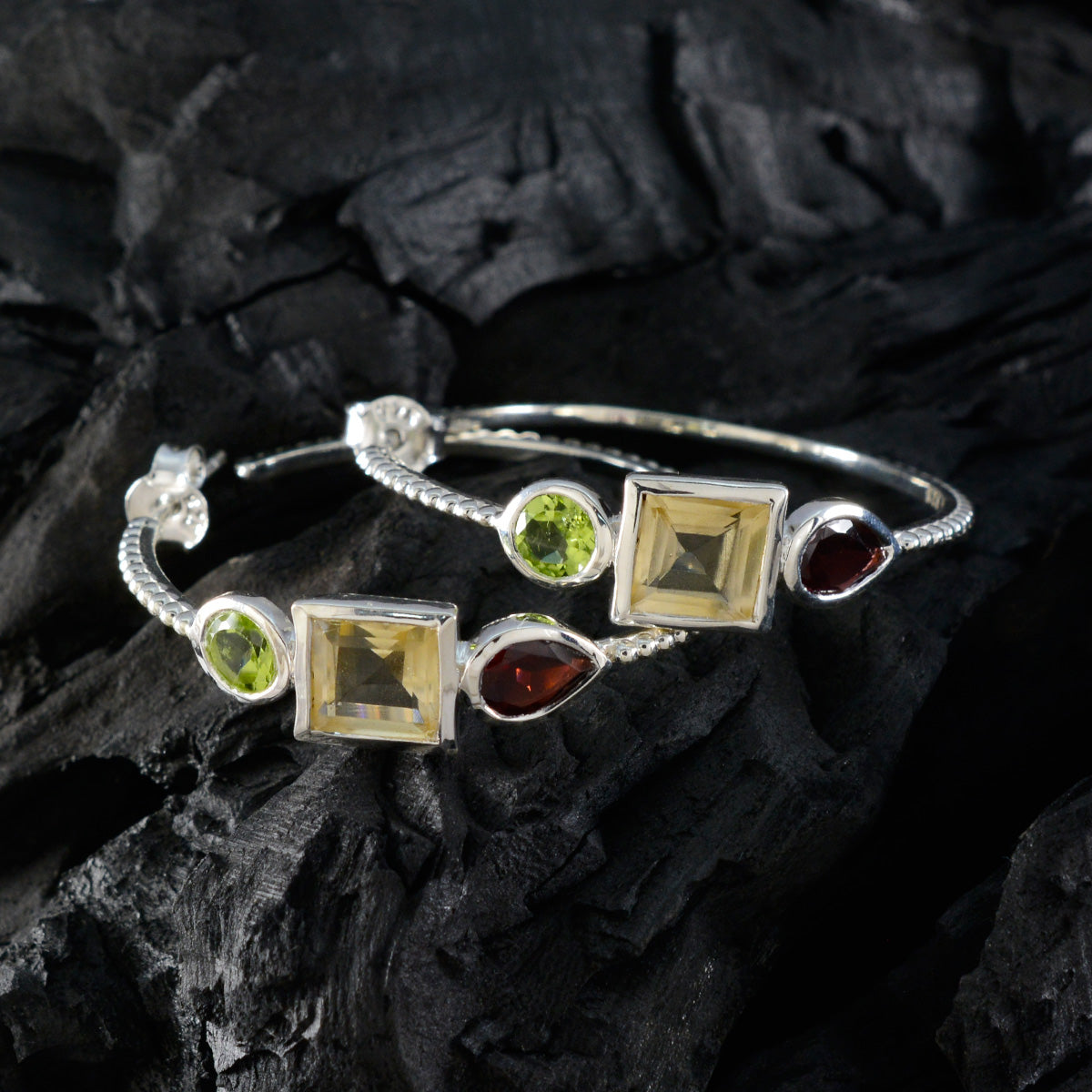 Multi-Japanese-Chen-Trilogy-Stud-multicolor-925-Silver-Earring