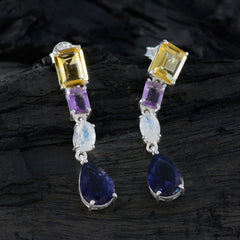 Multi-German-Paula-quarter-Stud-multicolor-Sterling-Silver-Earring