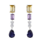 Multi-German-Paula-quarter-Stud-multicolor-Sterling-Silver-Earring