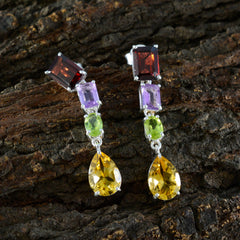 Multi-African-Pilar-quarter-Stud-multicolor-925-Silver-Earring