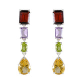 Multi-African-Pilar-quarter-Stud-multicolor-925-Silver-Earring