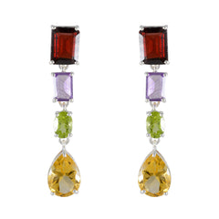 Multi-African-Pilar-quarter-Stud-multicolor-925-Silver-Earring