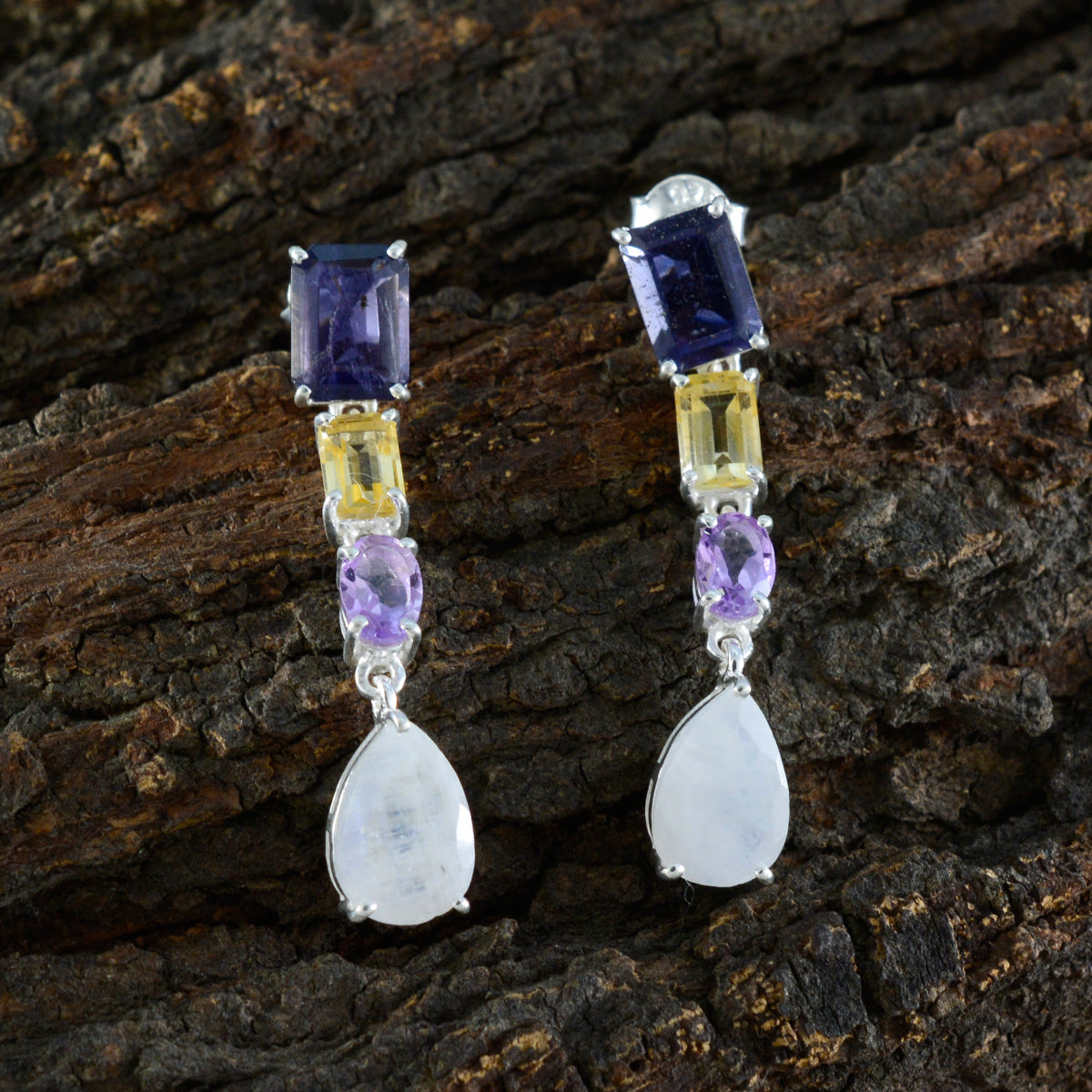 Multi-Russian-Rebeca-quarter-Stud-multicolor-92.5-Silver-Earring