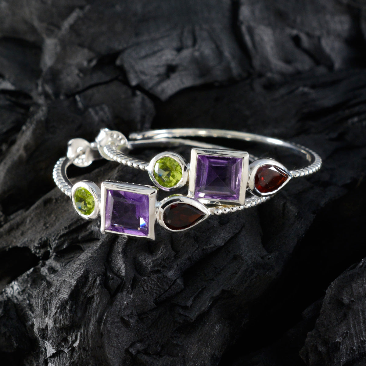 Multi-Middle-Eastern-Ha-eun-Trilogy-Stud-multicolor-Silver-Earring