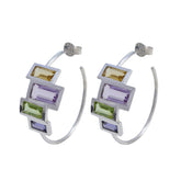 Multi-Russian-Katharina-multiple-Stud-multicolor-Silver-Earring
