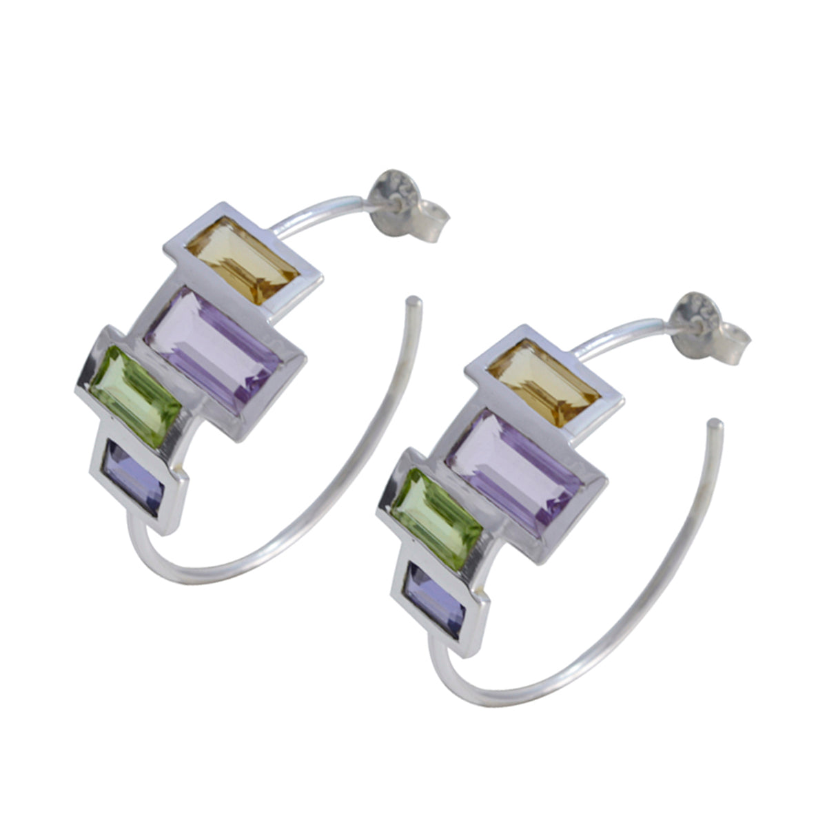 Multi-Russian-Katharina-multiple-Stud-multicolor-Silver-Earring