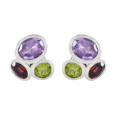 Multi-Moroccan-Nella-multiple-Stud-multicolor-Silver-Earring