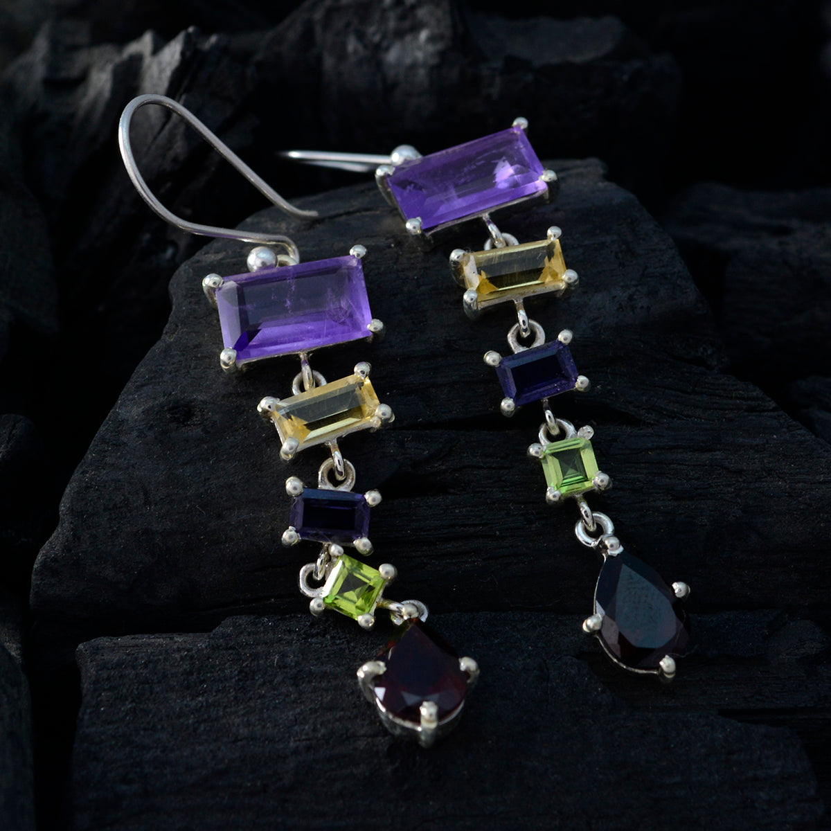 Multi-Russian-Autumn-multiple-Dangle-multicolor-92.5-Silver-Earring