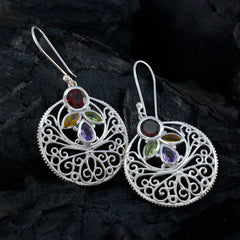 Multi-Spanish-Katarina-quarter-Dangle-multicolor-Silver-Earring