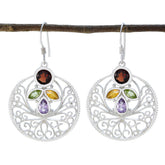 Multi-Spanish-Katarina-quarter-Dangle-multicolor-Silver-Earring