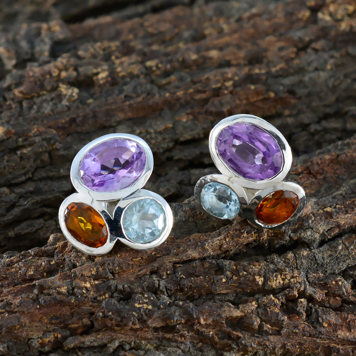 Multi-American-Nova-multiple-Stud-multicolor-925-Silver-Earring