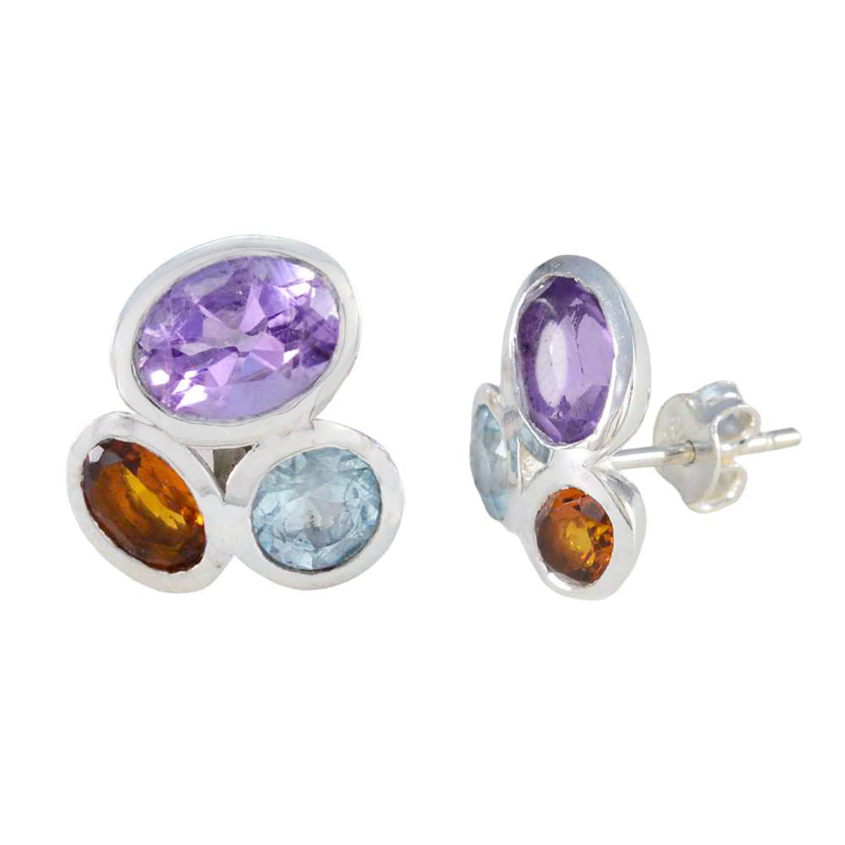 Multi-American-Nova-multiple-Stud-multicolor-925-Silver-Earring