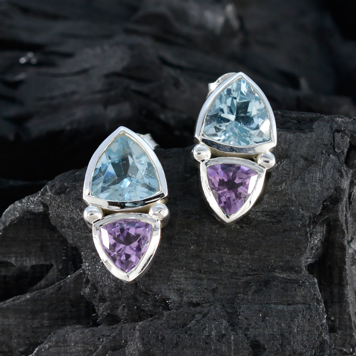 Multi-French-Camila-Toi-et-Moi-Stud-multicolor-Sterling-Silver-Earring