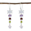 Multi-Australian-Savannah-Penta-Dangle-multicolor-Silver-Earring