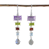 Multi-African-Stella-Penta-Dangle-multicolor-Silver-Earring