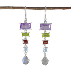Multi-African-Stella-Penta-Dangle-multicolor-Silver-Earring