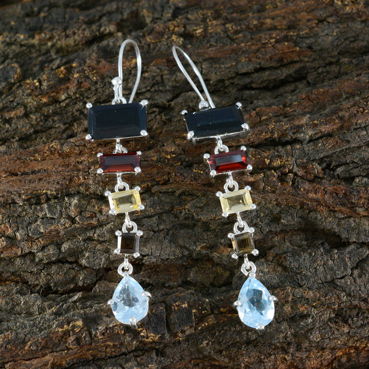 Multi-Turkish-Zoe-Penta-Dangle-multicolor-925-Silver-Earring