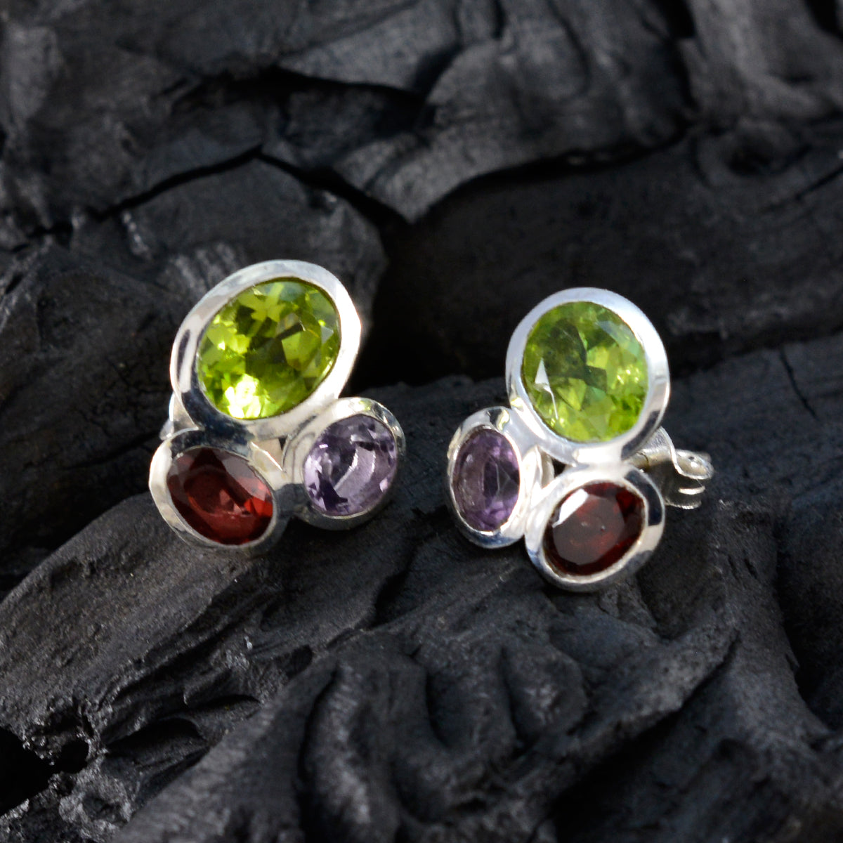 Multi-Marokkanischer-Victoria-Multiple-Ohrstecker-Multicolor-925-Silber-Ohrring