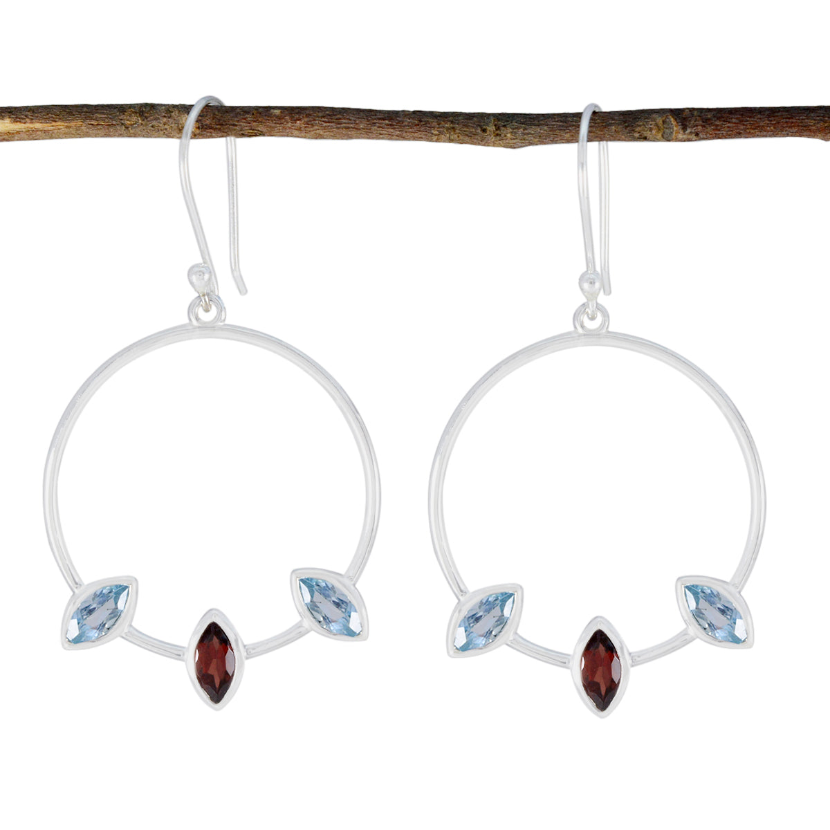 Multi-Mexican-Maya-Trilogy-Dangle-multicolor-925-Sterling-Silver-Earring