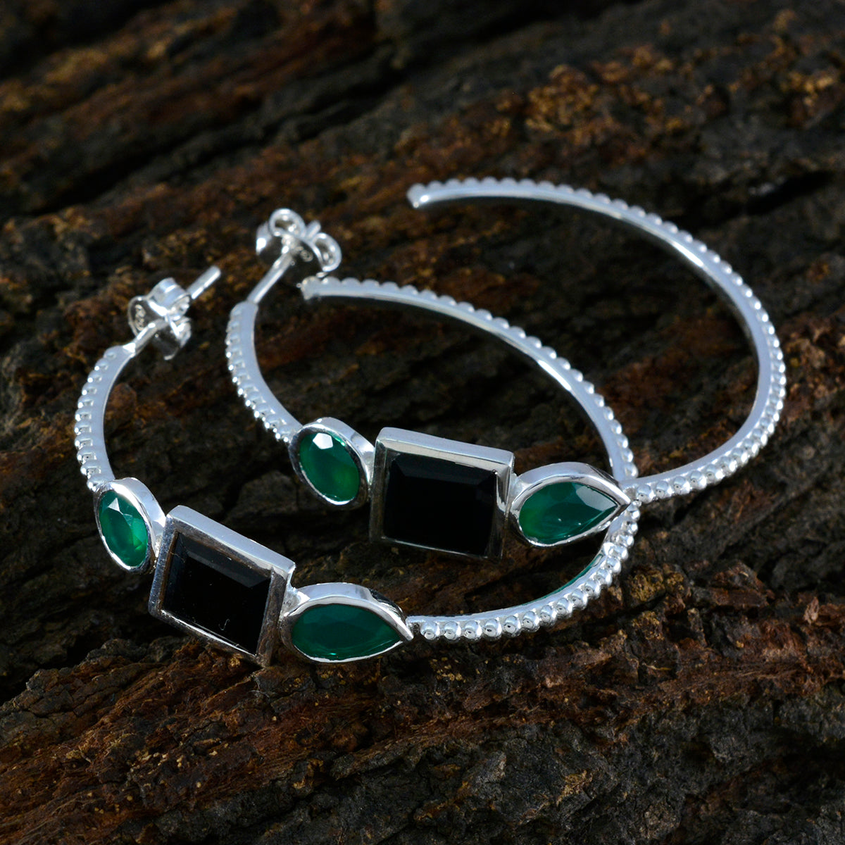 Multi-French-Victoria-Trilogy-Stud-multicolor-925-Sterling-Silver-Earring