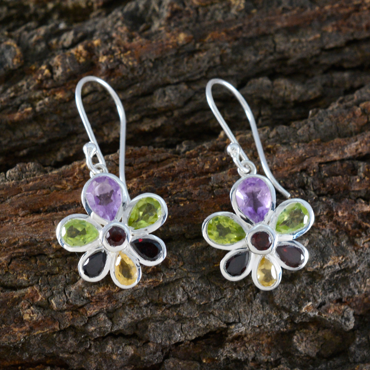 Multi-French-Ivana-multiple-Dangle-multicolor-92.5-Silver-Earring