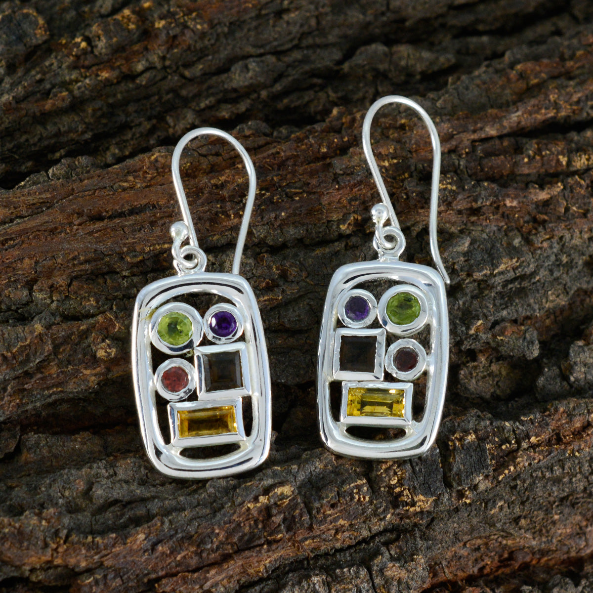 Multi-American-Fernanda-Penta-Dangle-multicolor-92.5-Silver-Earring