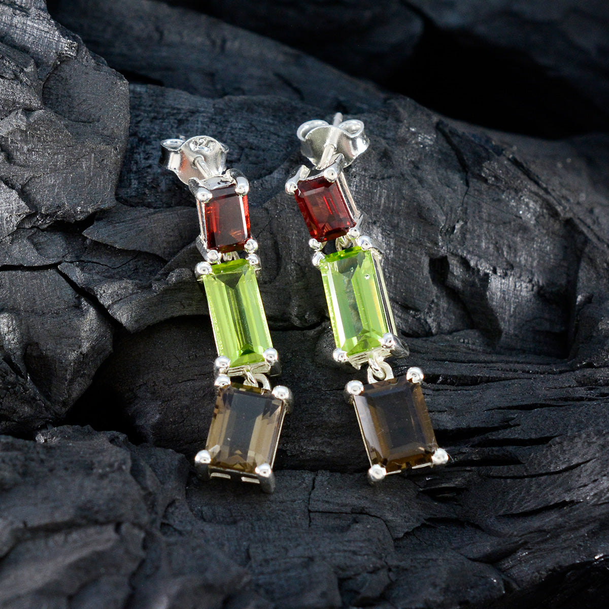 Multi-German-Nora-multiple-Stud-multicolor-925-Silver-Earring