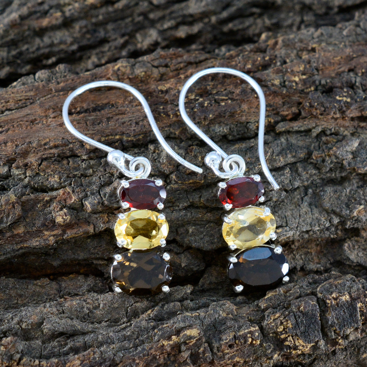 Multi-Russian-Yasmine-multiple-Dangle-multicolor-925-Sterling-Silver-Earring