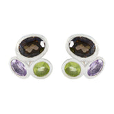 Multi-Egyptian-Jia-multiple-Stud-multicolor-Silver-Earring