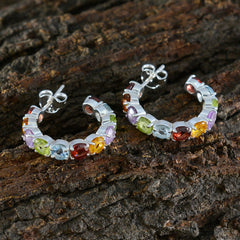 Multi-Italian-Lorena-multiple-Stud-multicolor-Silver-Earring